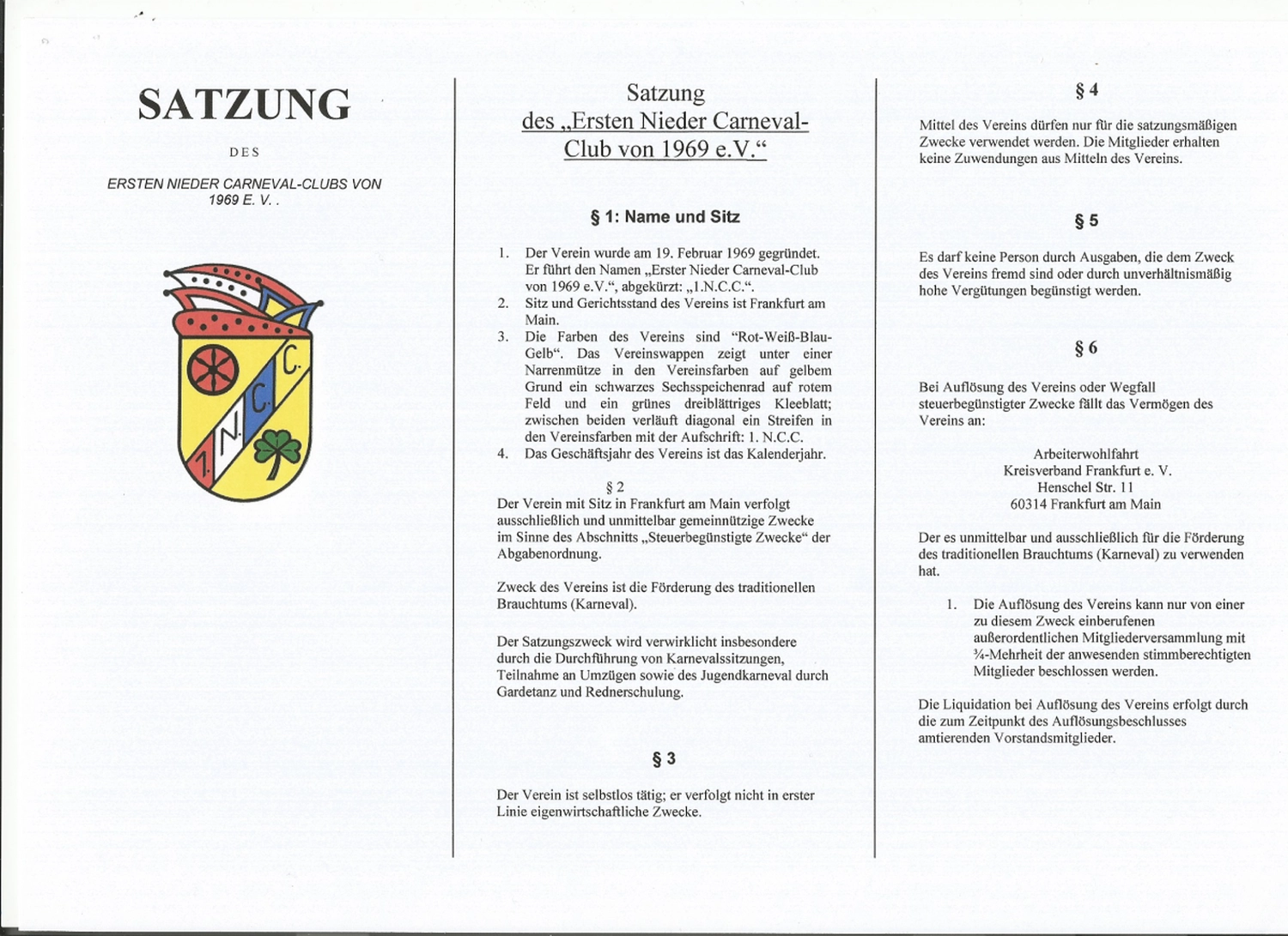 1.Nieder CC - Karnevalsverein - Satzung